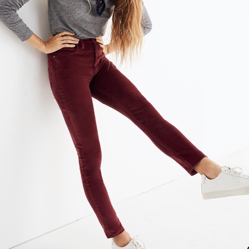 NWT Madewell Velvet Skinny Jeans